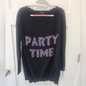 Millau Black Sequin “Party Time” Sweater Size S – Holiday Statement Tunic
